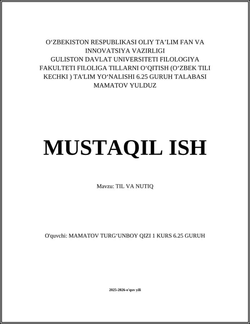 TIL VA NUTIQ NAZARIYASI 1