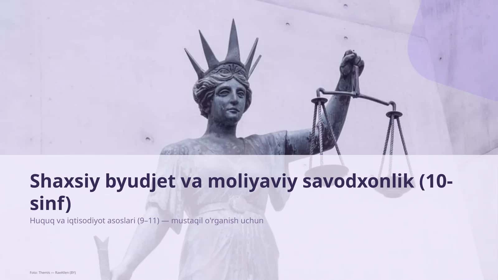 Shaxsiy byudjet va moliyaviy savodxonlik (10-sinf) 1