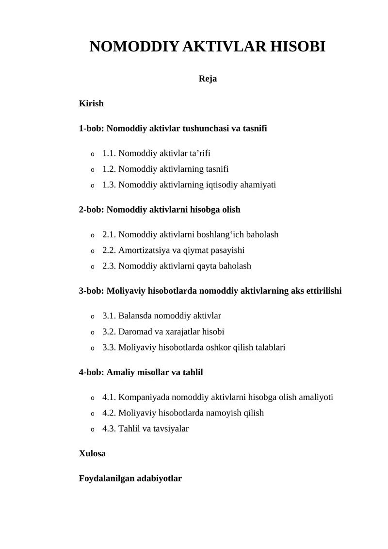 Nomoddiy aktivlar hisobi 1