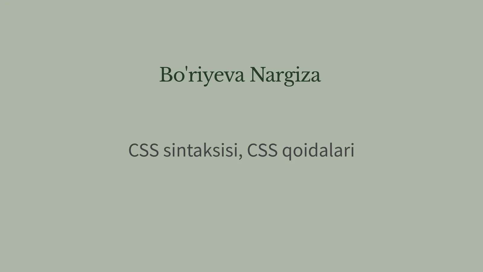 CSS Sintaksisi va CSS Qoidalari 1