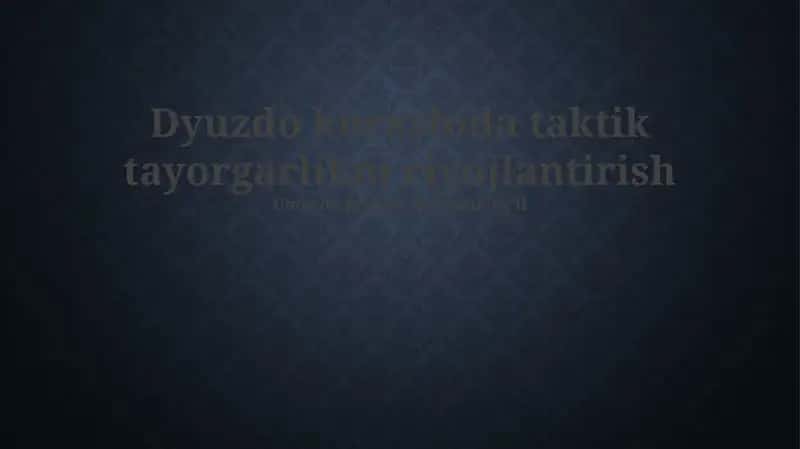 Musobaqada Taktik Tayyorgarlikni Rivojlantirish 1