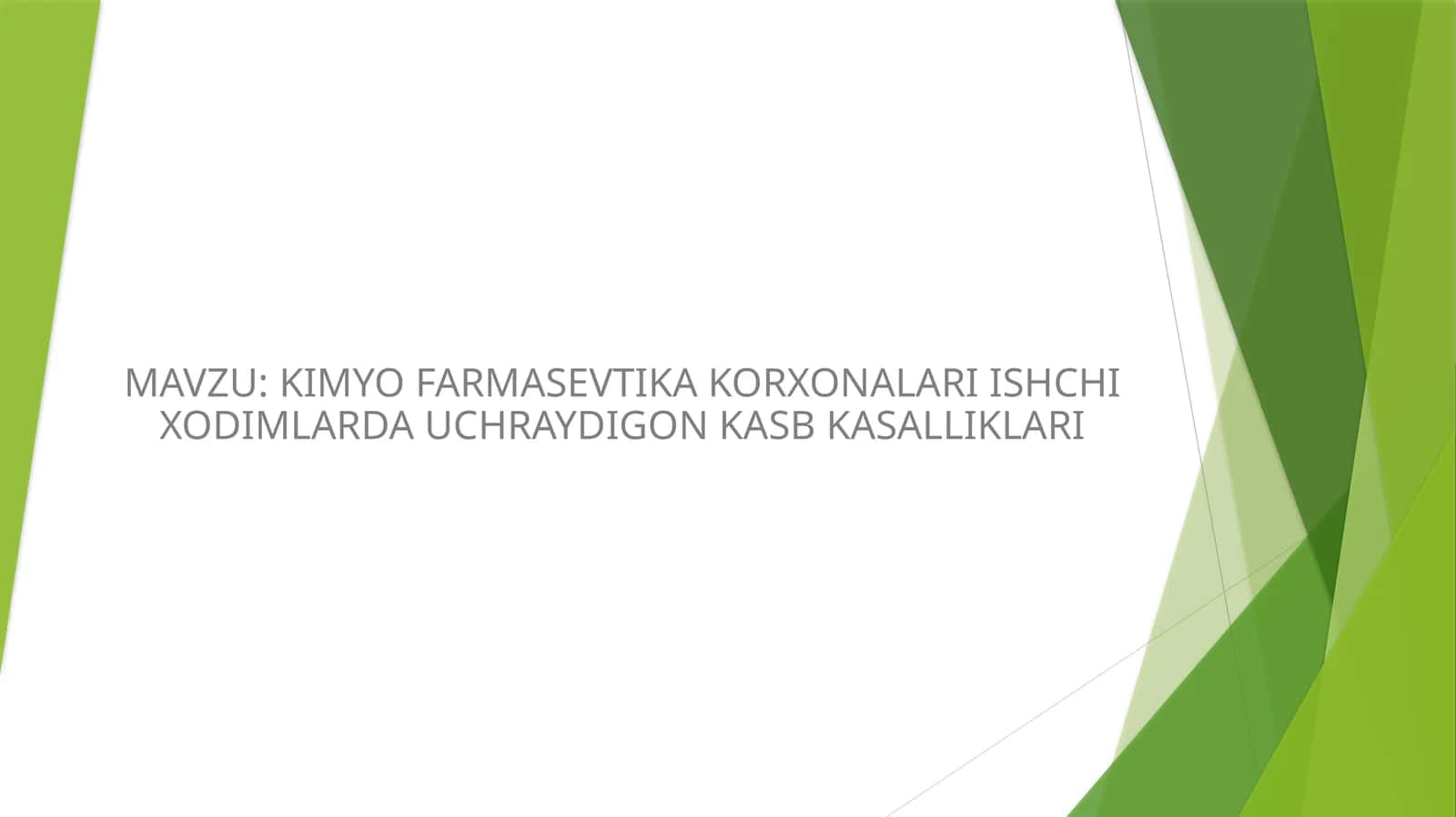 KIMYO FARMASEVTIKA KORXONALARI ISHCHI XODIMLARDA UCHRAYDIGON KASB KASALLIKLARI 1