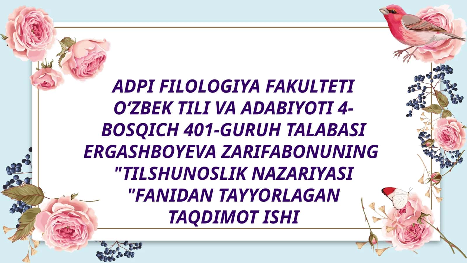 TILSHUNOSLIKNAZARIYASI"FANIDANTAYYORLAGANTAQDIMOTISHI 1