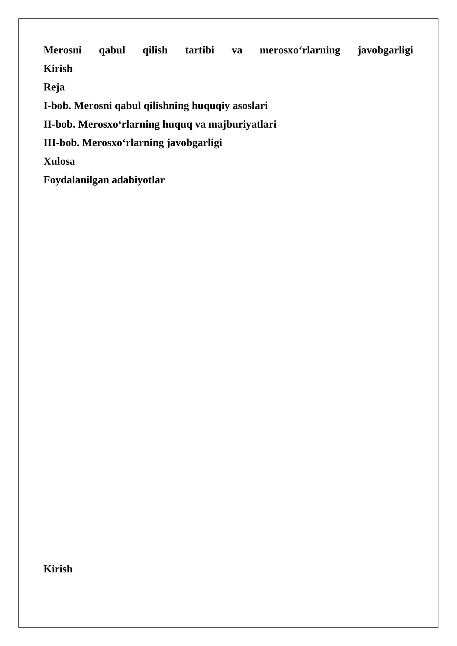 Merosni qabul qilish tartibi va merosxo‘rlarning javobgarligi 1