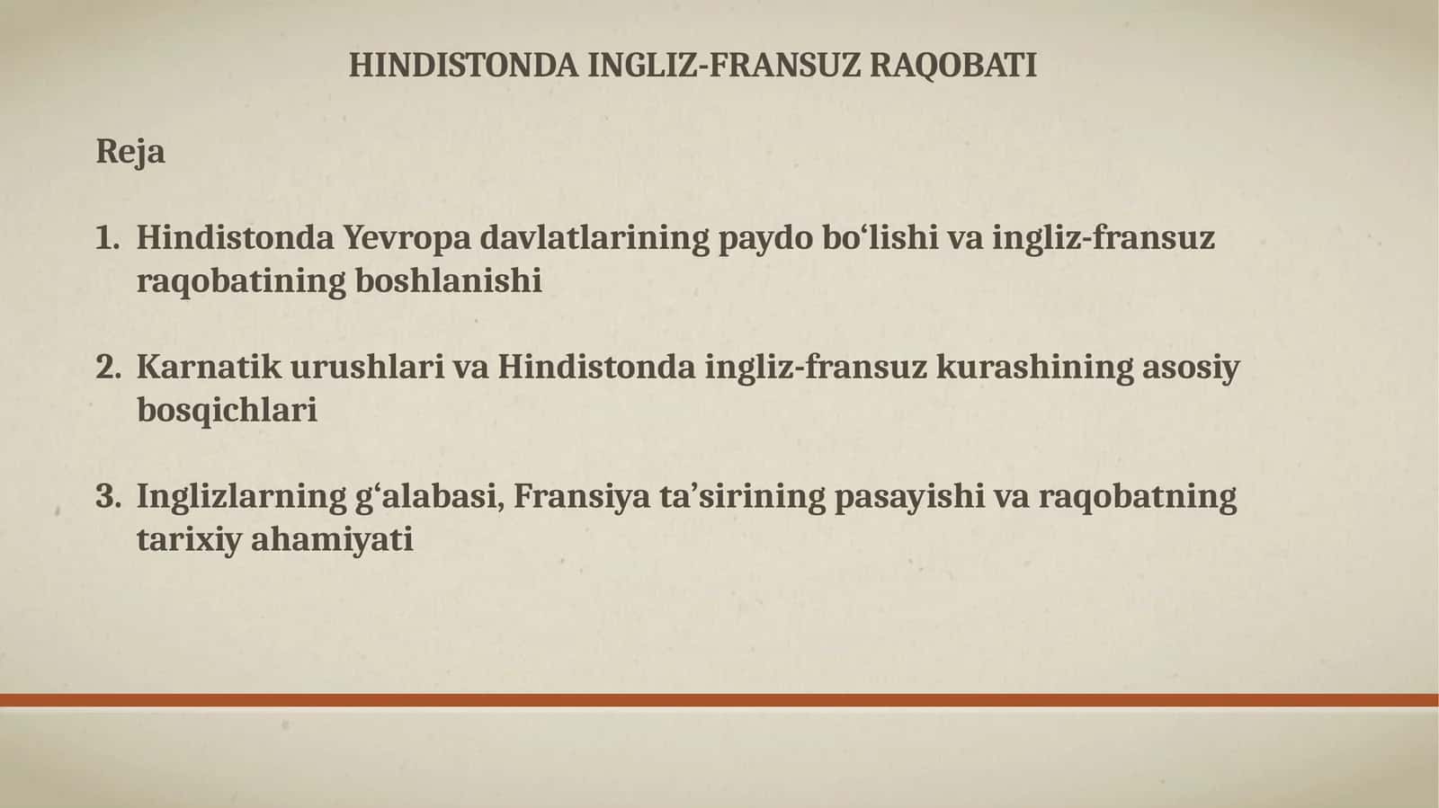 HINDISTONDA INGLIZ-FRANSUZ RAQOBATI 1