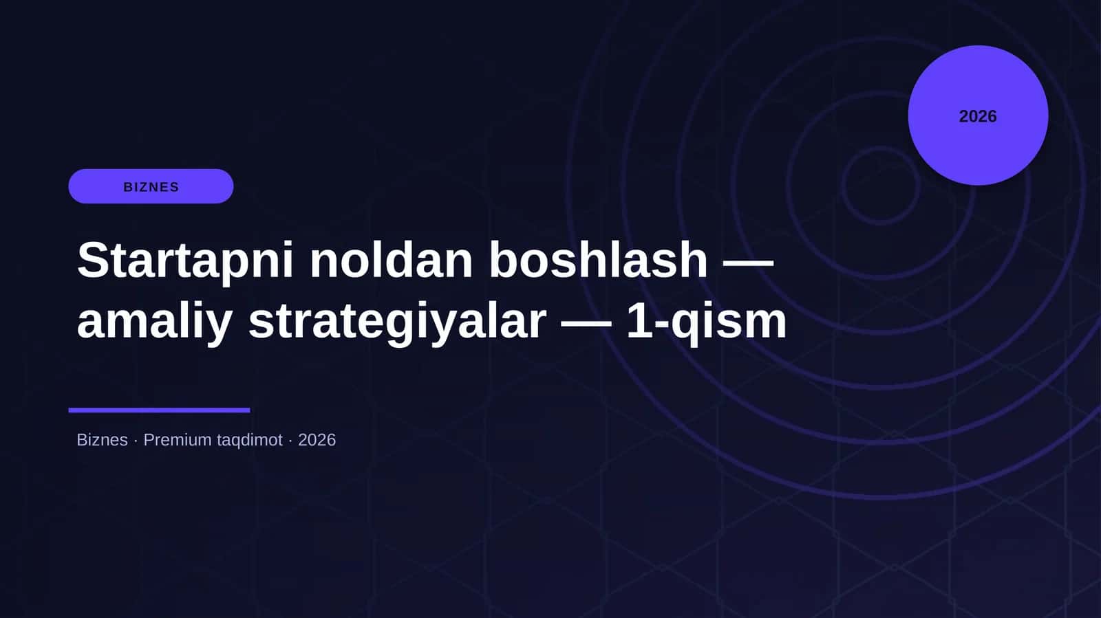 Startapni noldan boshlash — amaliy strategiyalar — 1-qism 1