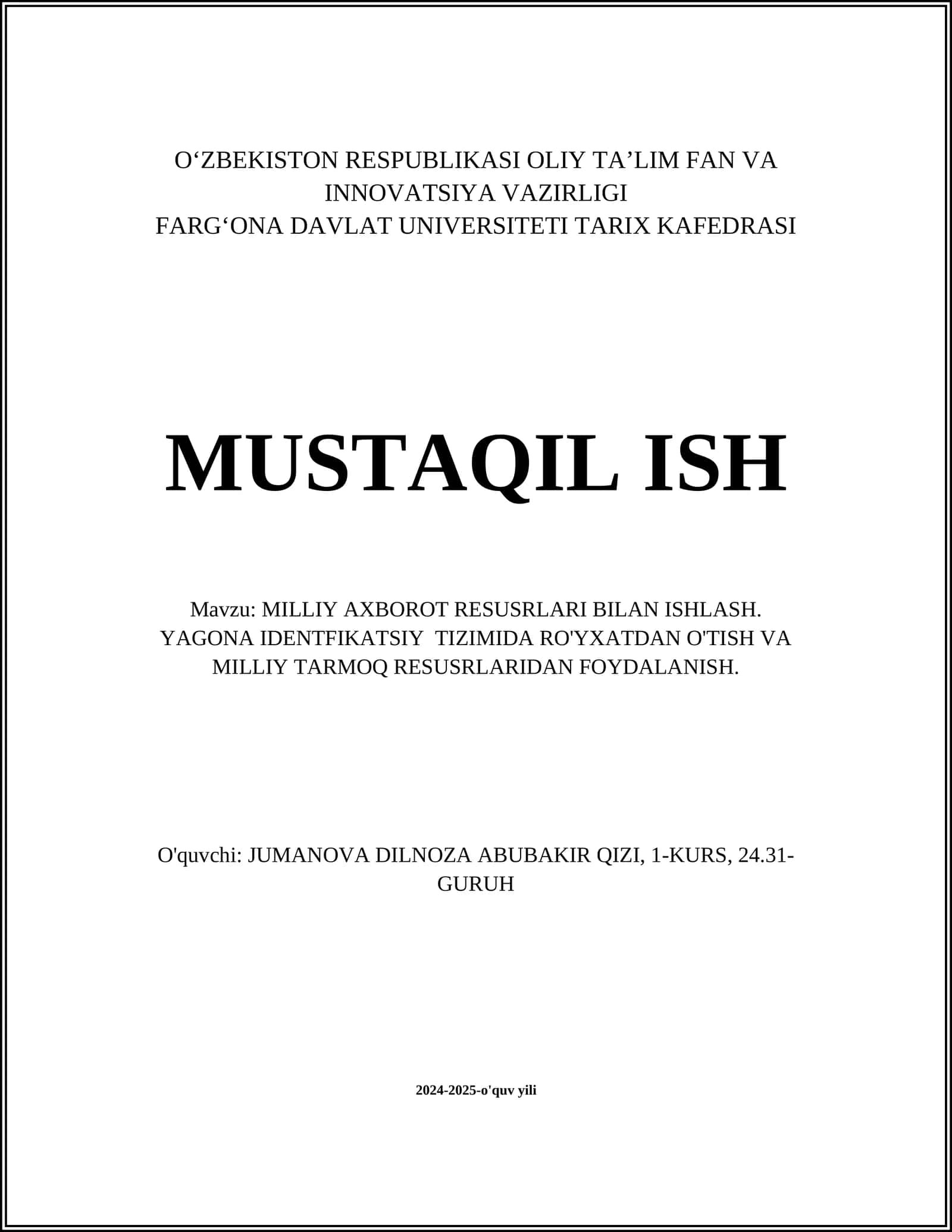 MILLIY AXBOROT RESUSRLARI BILAN ISHLASH 1
