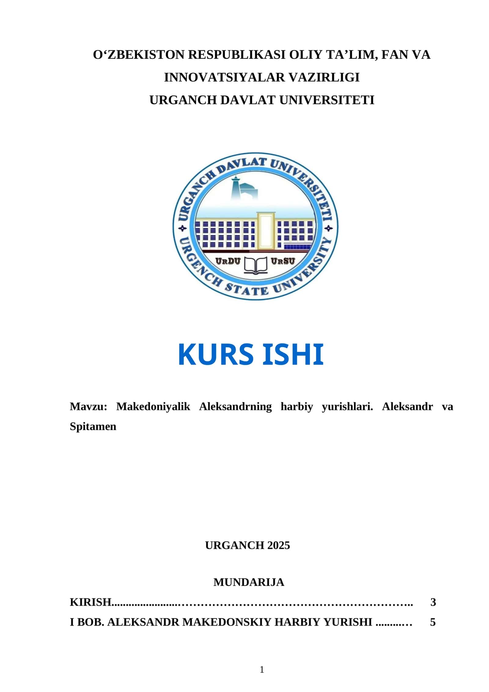 Makedoniyalik Aleksandrning harbiy yurishlari. Aleksandr va Spitamen 1