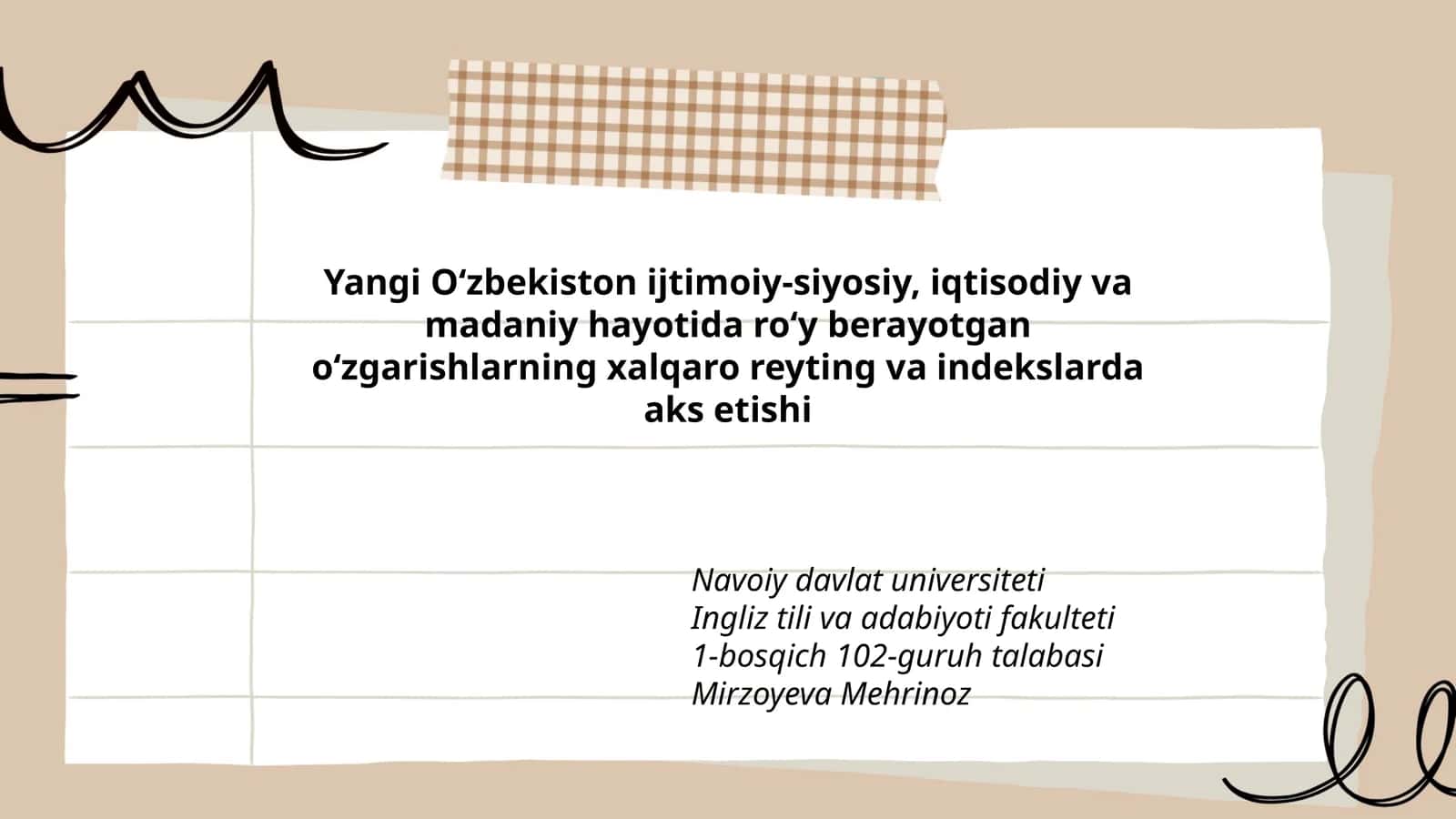 Yangi O‘zbekiston ijtimoiy-siyosiy, iqtisodiy va madaniy hayotida roʻy berayotgan oʻzgarishlarning xalqaro reyting va indekslarda aks etishi 1