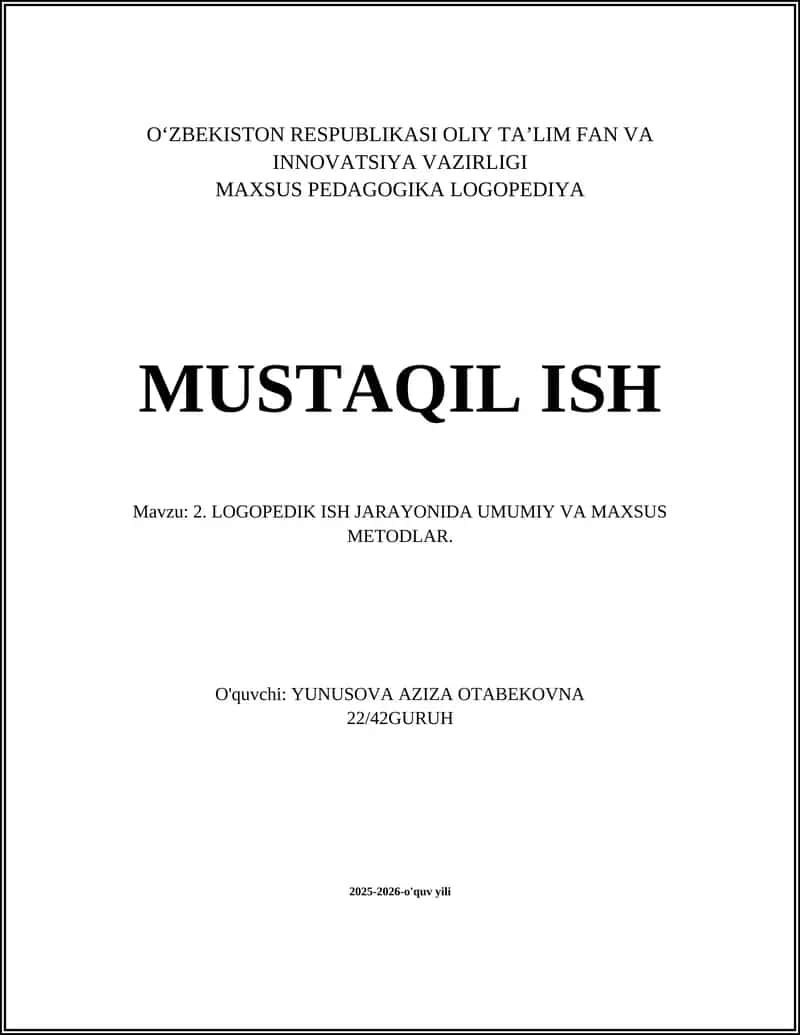 MAXSUS PEDAGOGIKA LOGOPEDIYA 1