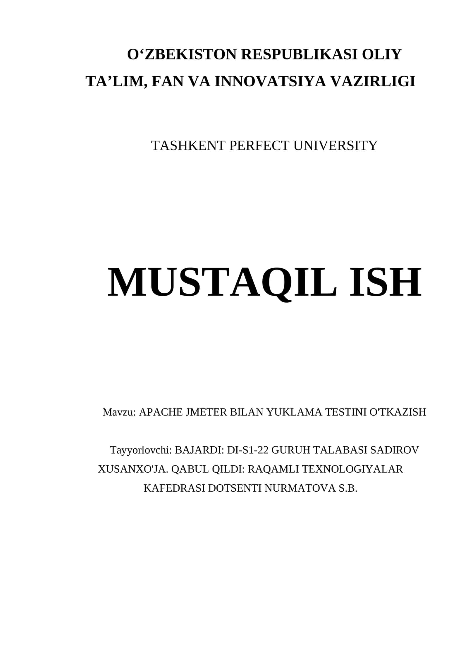 APACHE JMETER BILAN YUKLAMA TESTINI O'TKAZISH 1