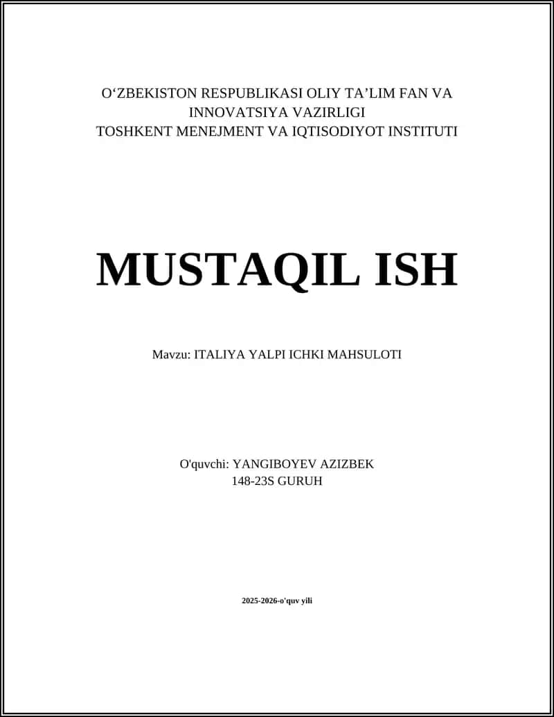 ITALIYA YALPI ICHKI MAHSULOTI 1