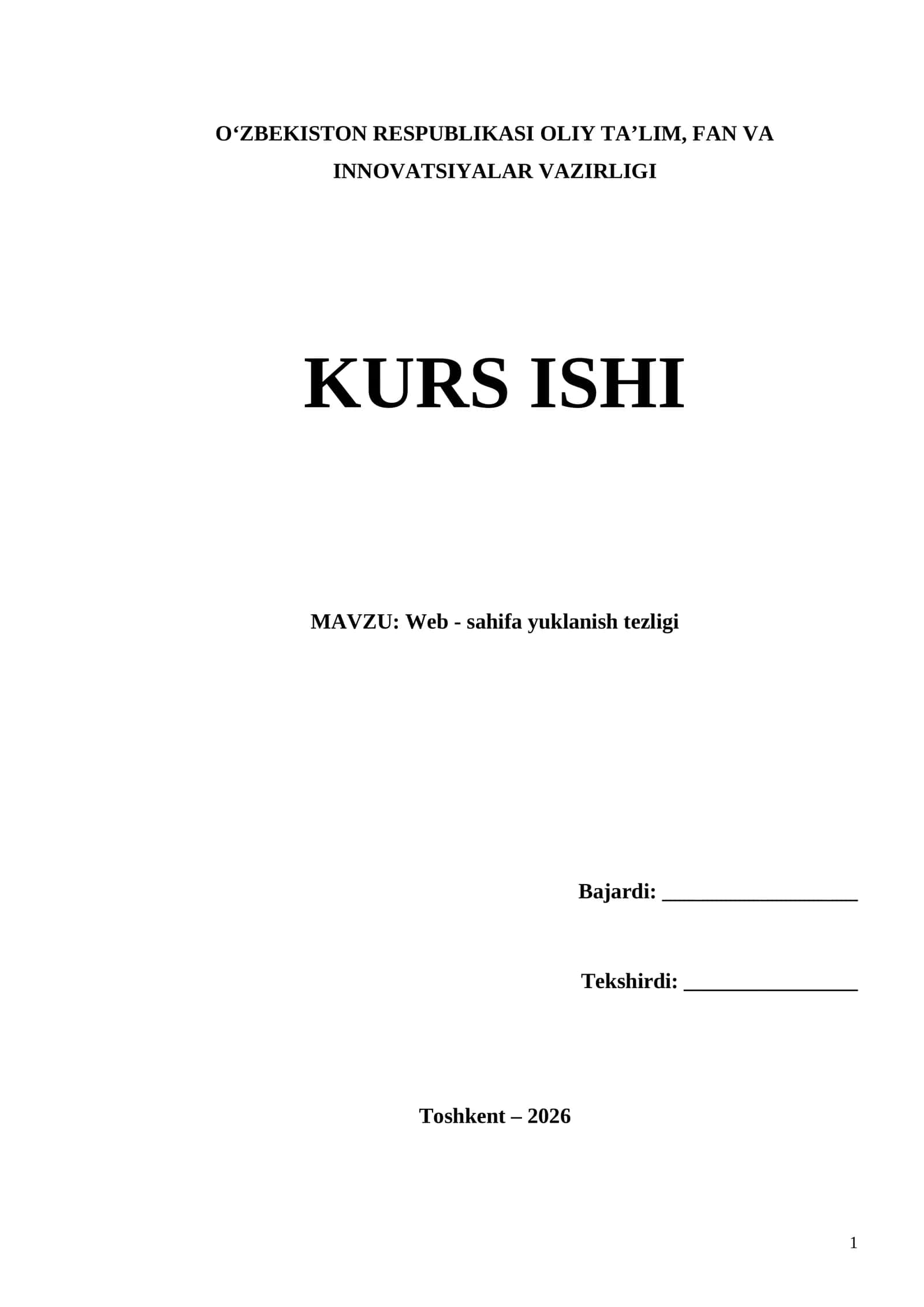 Web - sahifa yuklanish tezligi 1