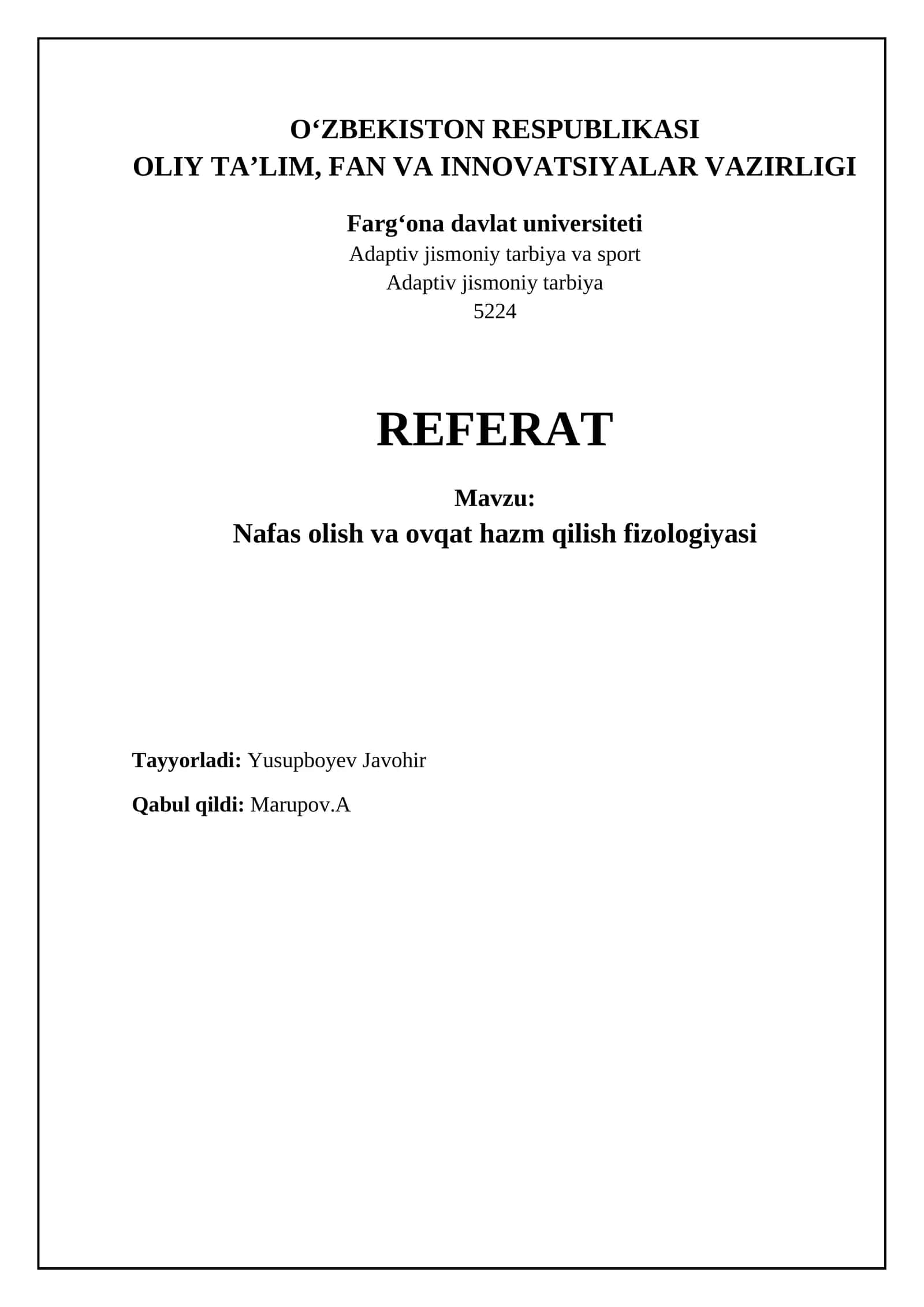 Nafas olish va hazm qilish fiziologiyasi 1