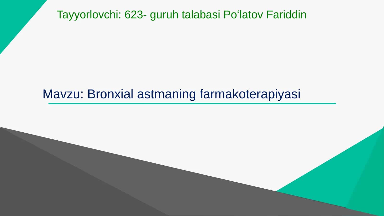 Bronxialastmaning farmakoterapiyasi 1