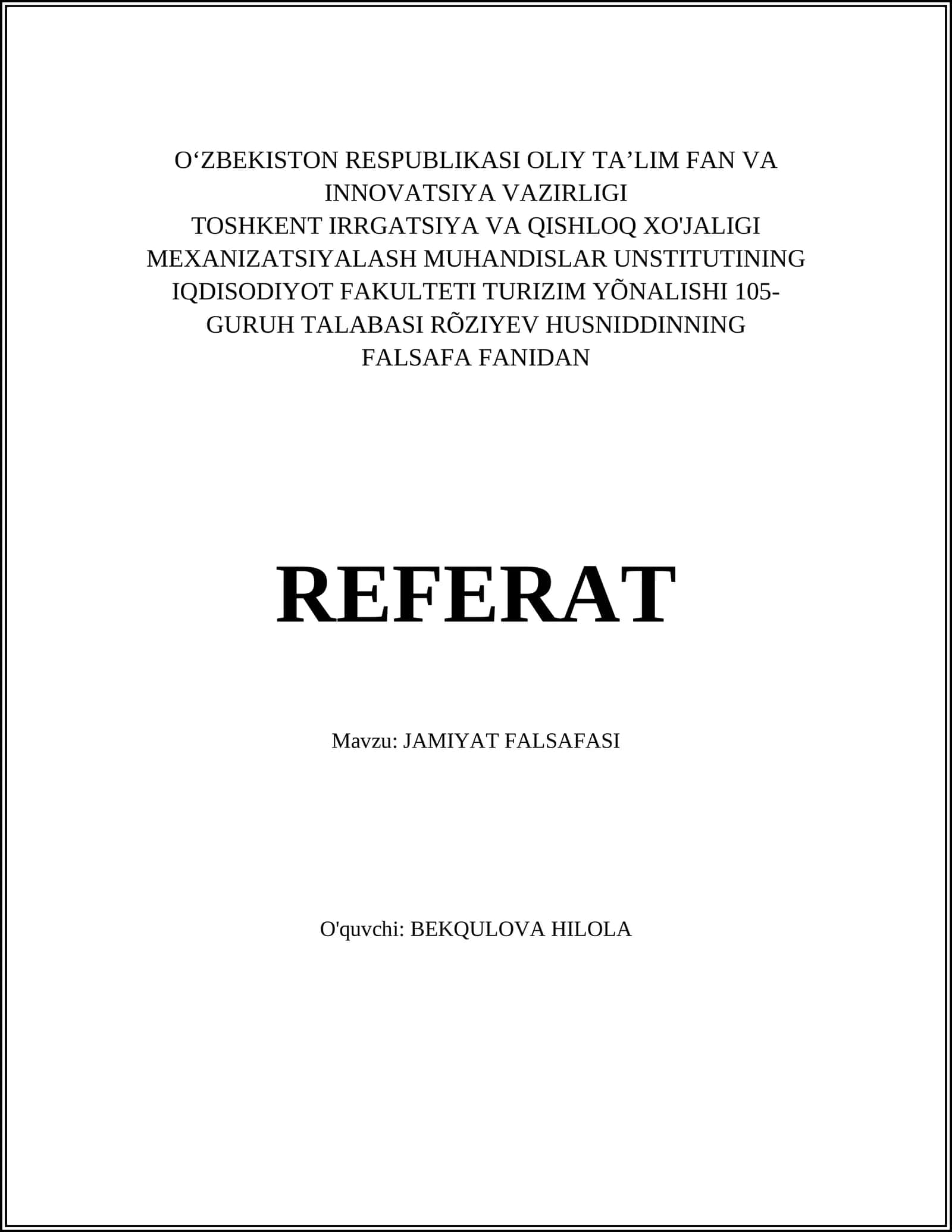 JAMIYAT FALSAFASI 1