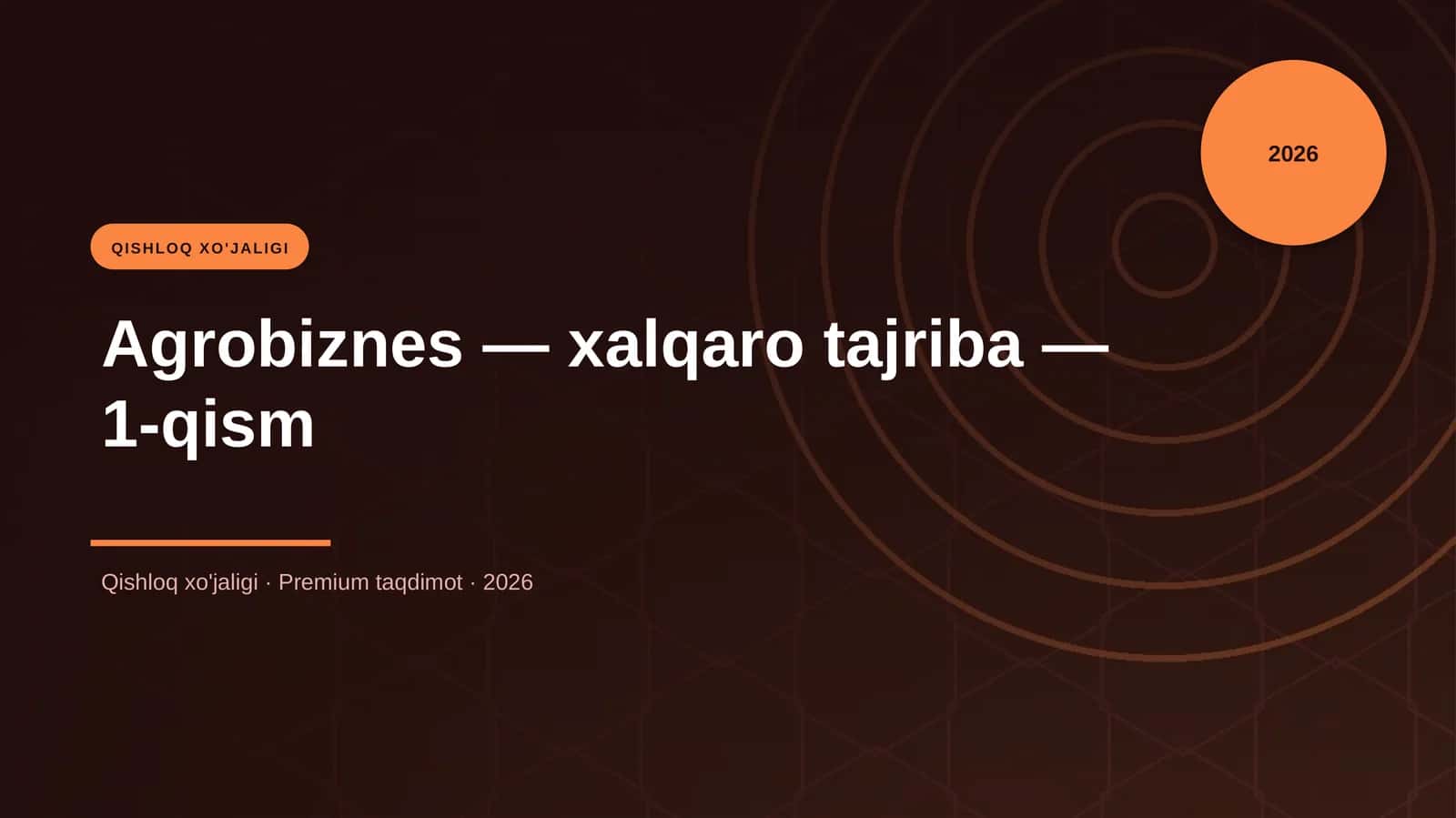 Agrobiznes — xalqaro tajriba — 1-qism 1