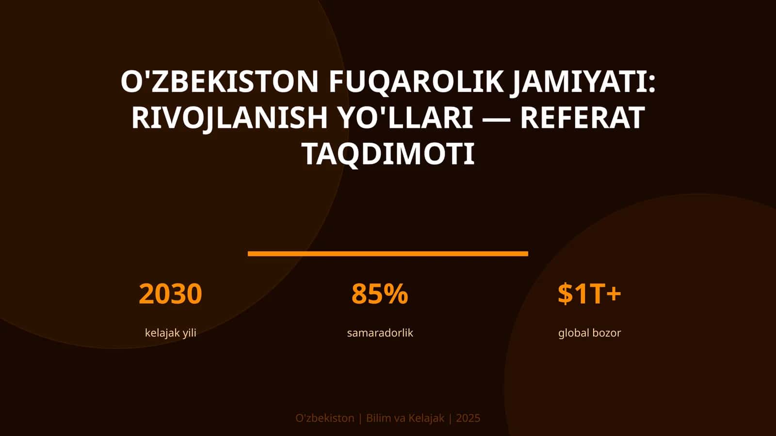 O'zbekiston fuqarolik jamiyati: rivojlanish yo'llari — referat taqdimoti 1