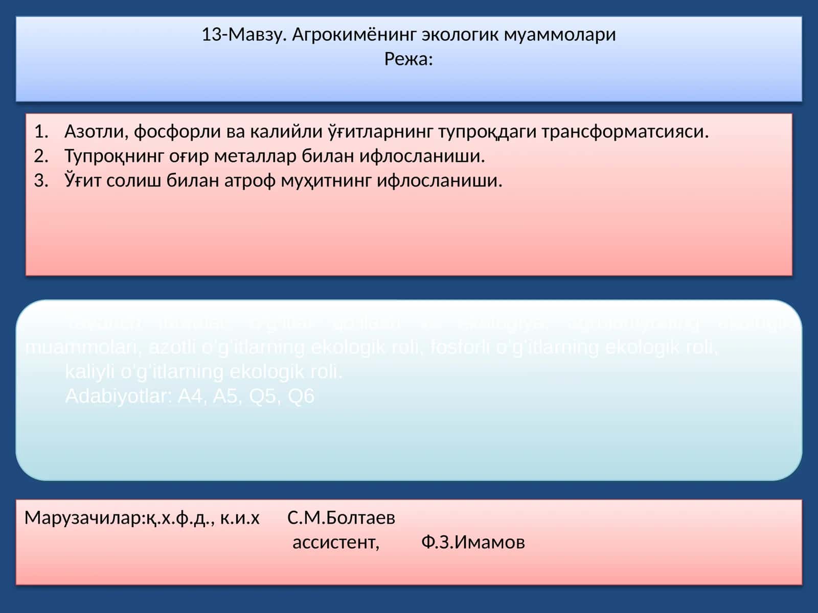 Агрокимёнинг экологик муаммолари 1