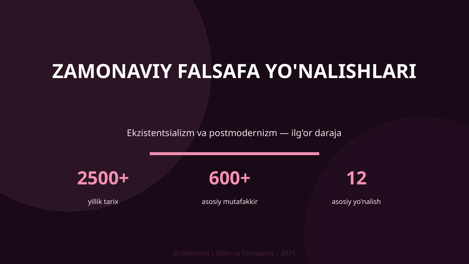 ZAMONAVIY FALSAFA YO'NALISHLARI 1