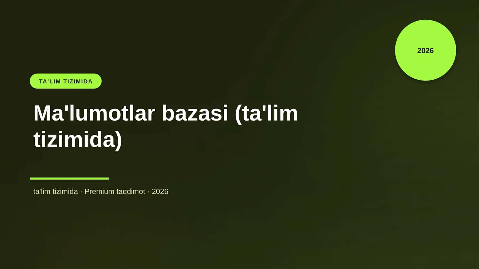Ma'lumotlar bazasi (ta'lim tizimida) 1