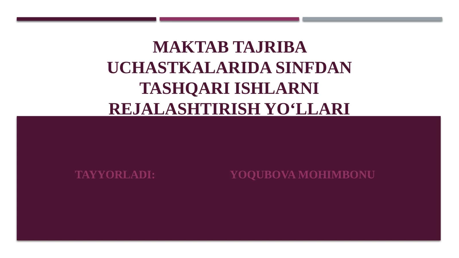 Maktab tajriba uchastkalarida sinfdan tashqari ishlarni rejalashtirish yo‘llari 1