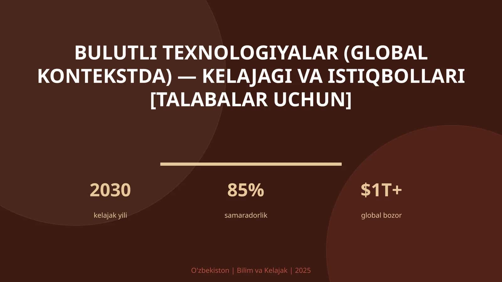 Bulutli texnologiyalar (global kontekstda) — kelajagi va istiqbollari [talabalar uchun] 1