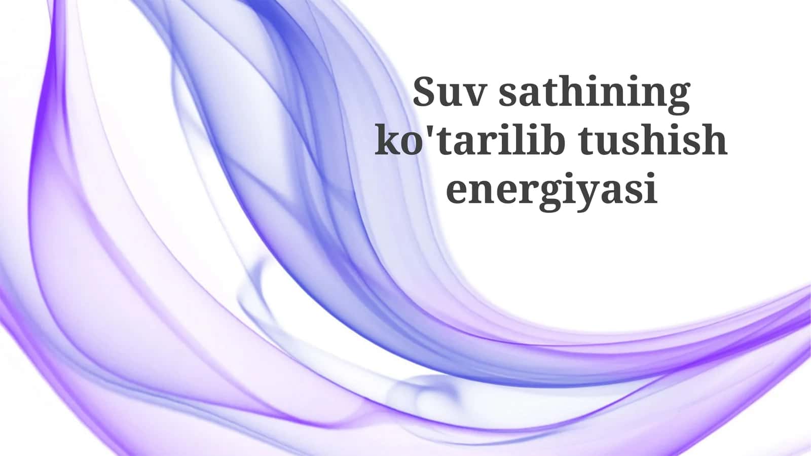 SUV Energiya Manbalari va Sarfi 1