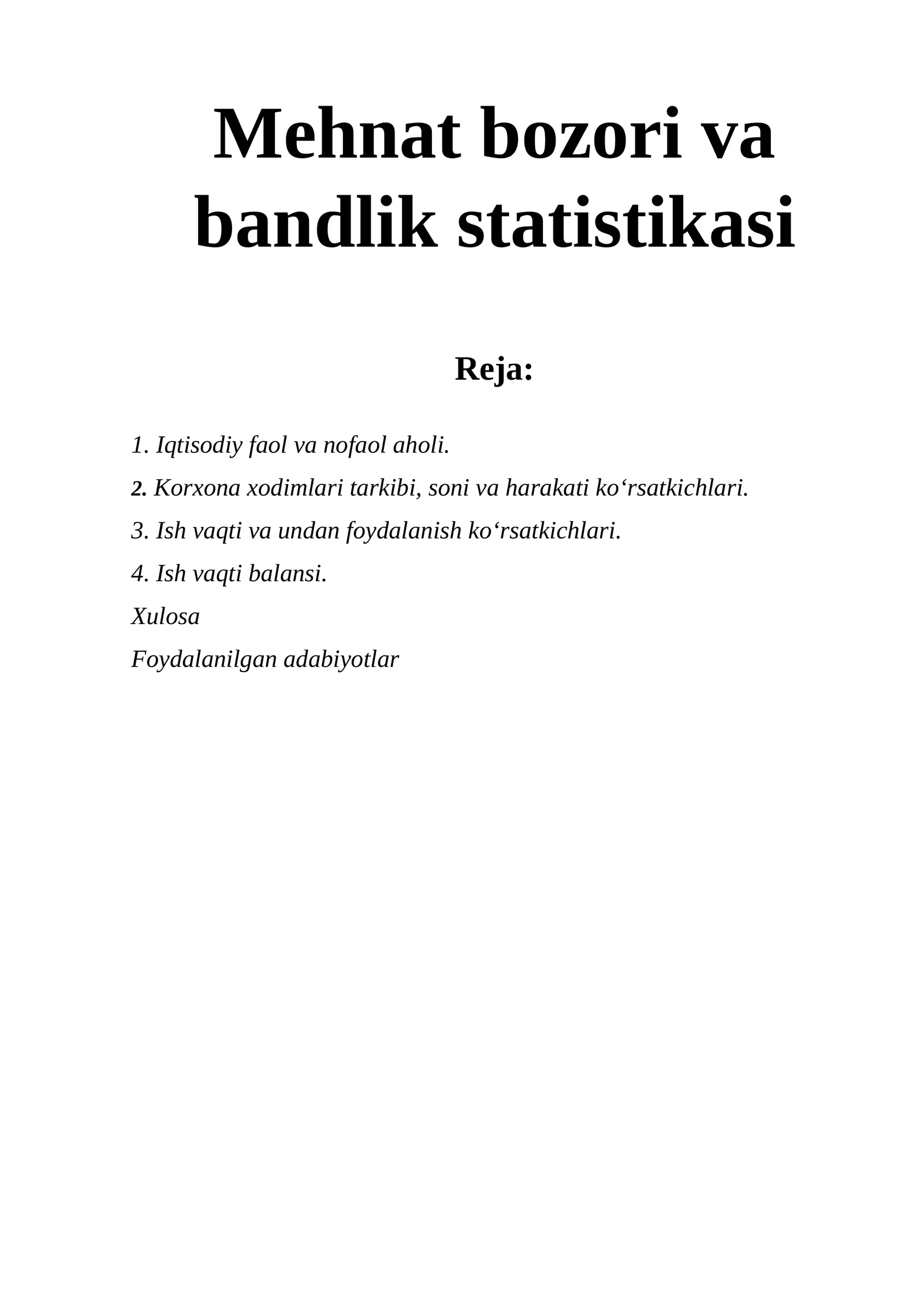 Mehnat bozori va bandlik statistikasi 1