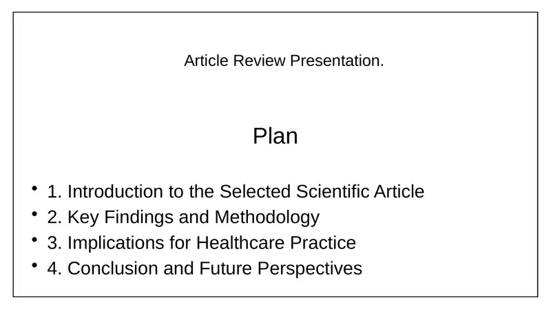 Article Review Presentation. 1