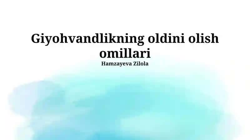 Giyohvandlikning oldini olish omillari