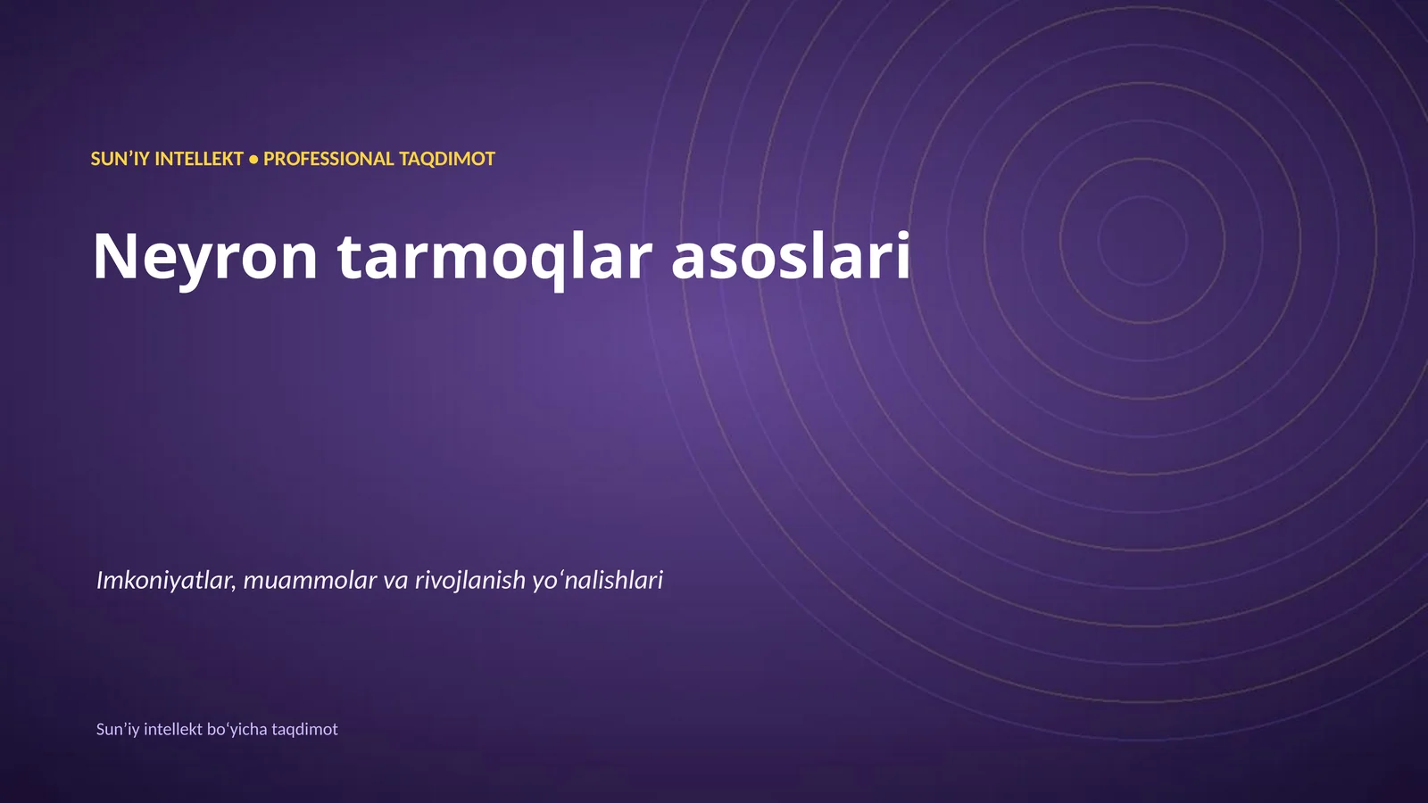Neyron tarmoqlar asoslari 1