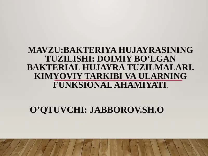 Bakteriya hujayrasining tuzilishi 1