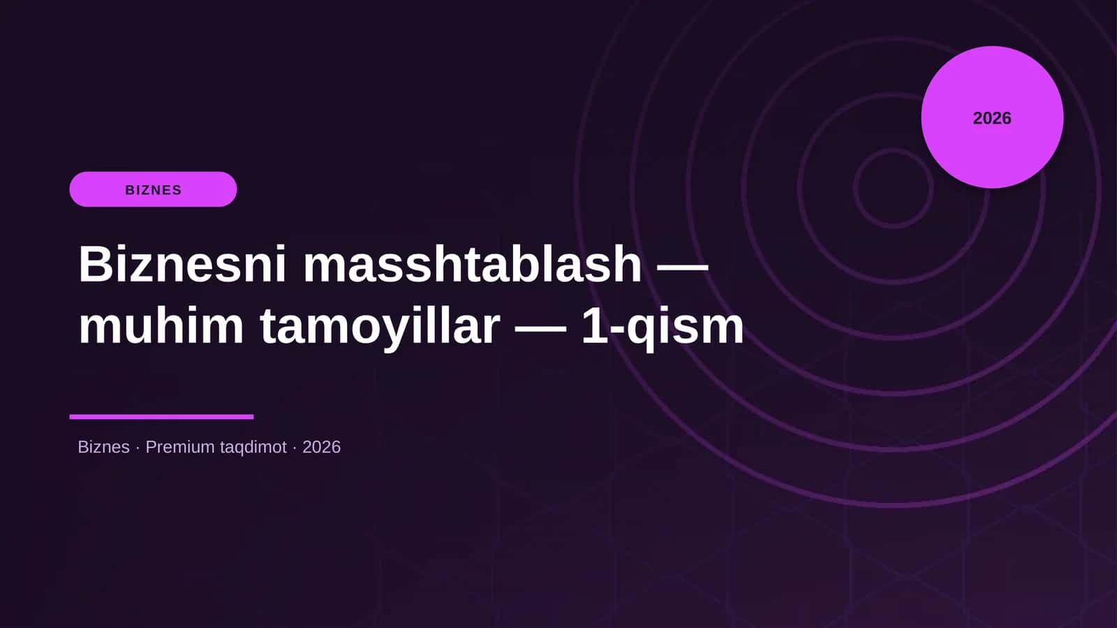 Biznesni masshtablash — muhim tamoyillar — 1-qism 1