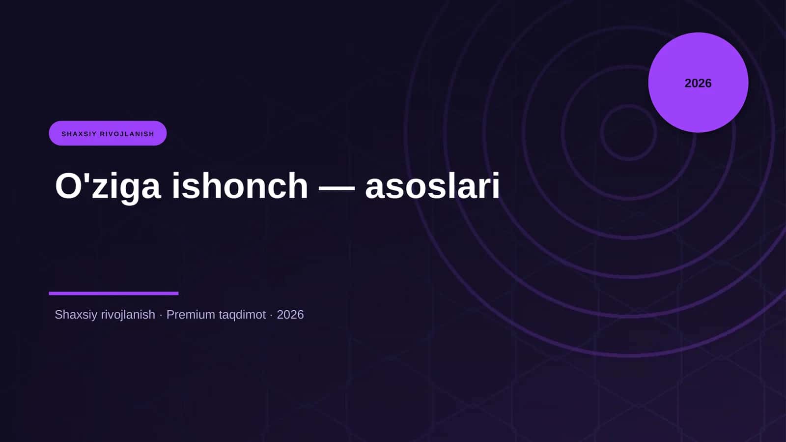 O'ziga ishonch — asoslari 1