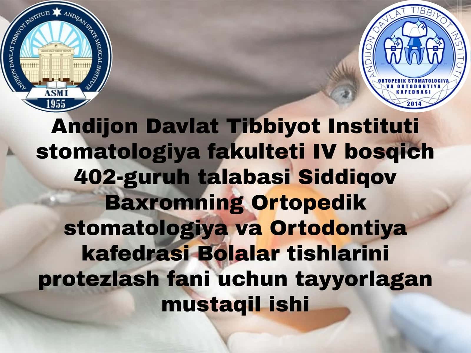 TISHLARNI ERTA OLINISHI NATIJASIDA YUZAGA KELISHI MUMKIN BO’LGAN ASORATLAR 1