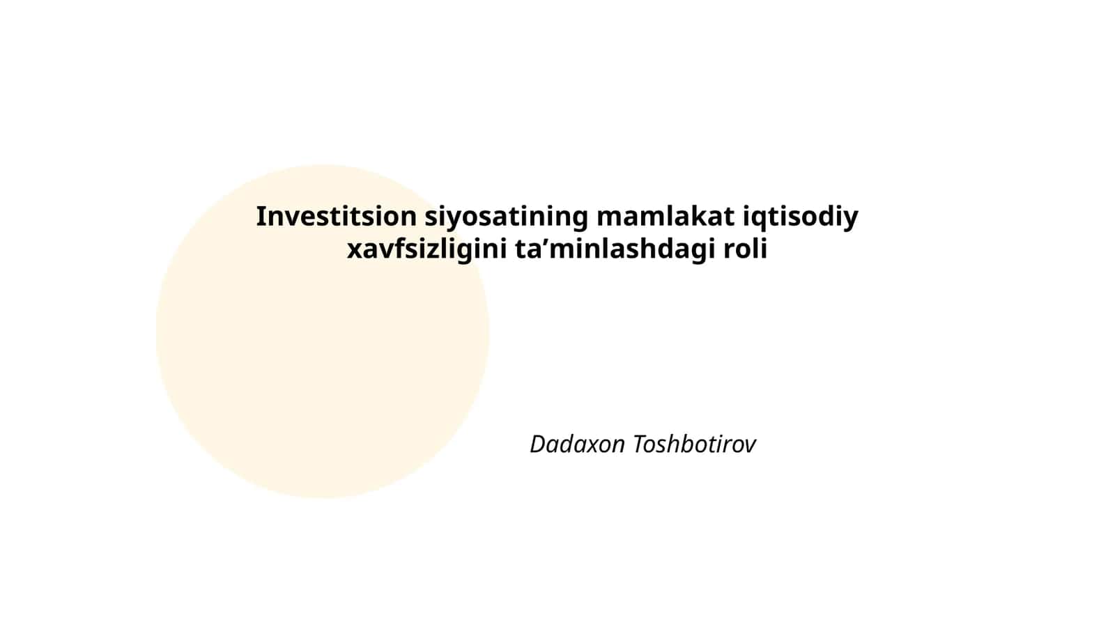 Investitsion siyosat va iqtisodiy barqarorlik 1