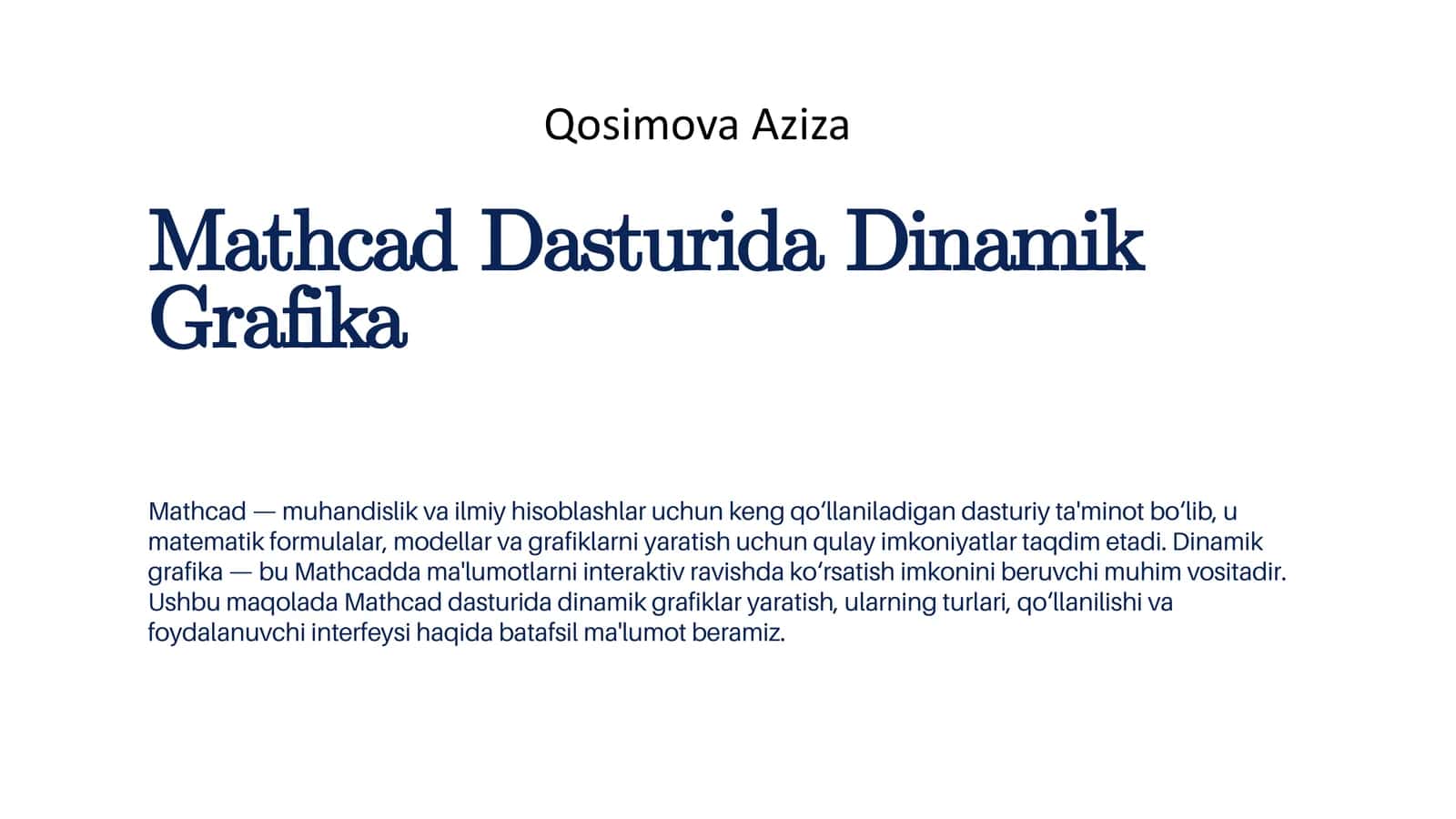 MathcadDasturidaDinamikGrafika 1