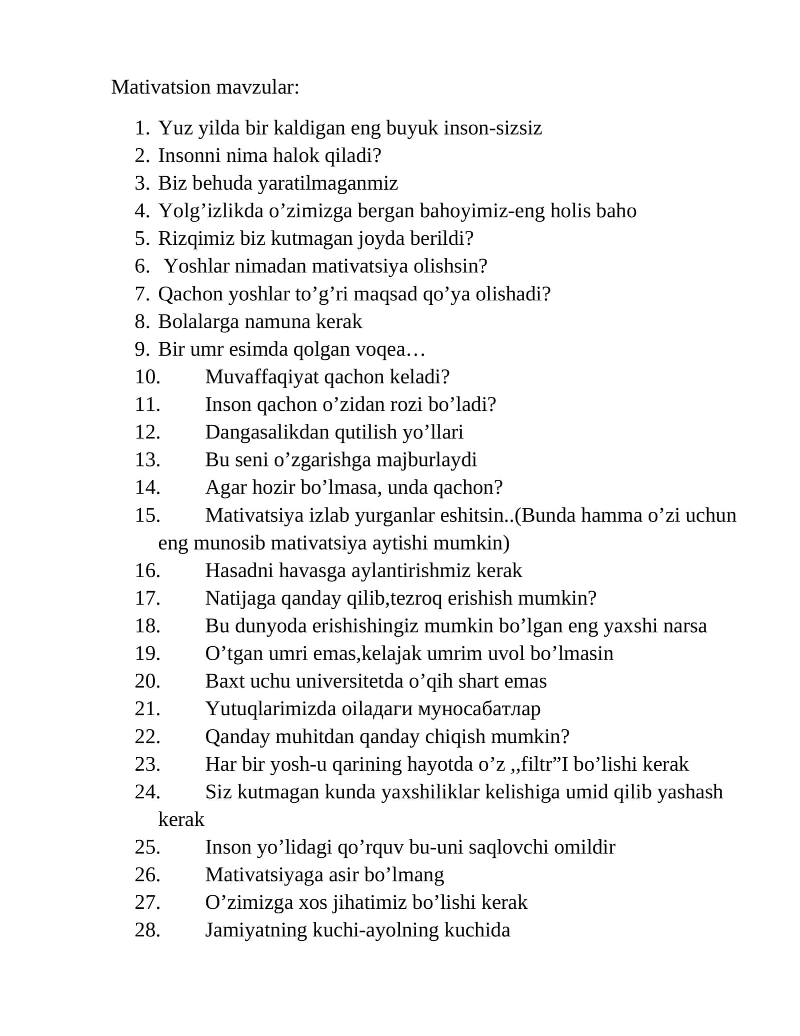 Mativatsion mavzular 1
