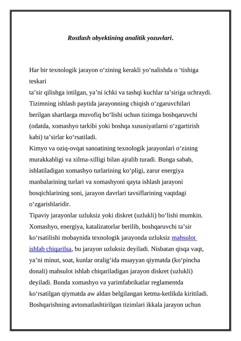 Xomashyo va Oziq-Ovqat Texnologiyasi 1