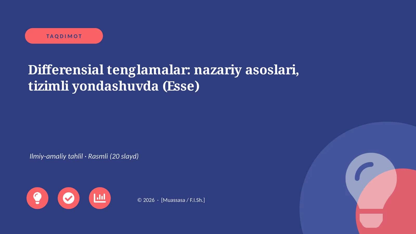Differensial tenglamalar: nazariy asoslari, tizimli yondashuvda (Esse) 1