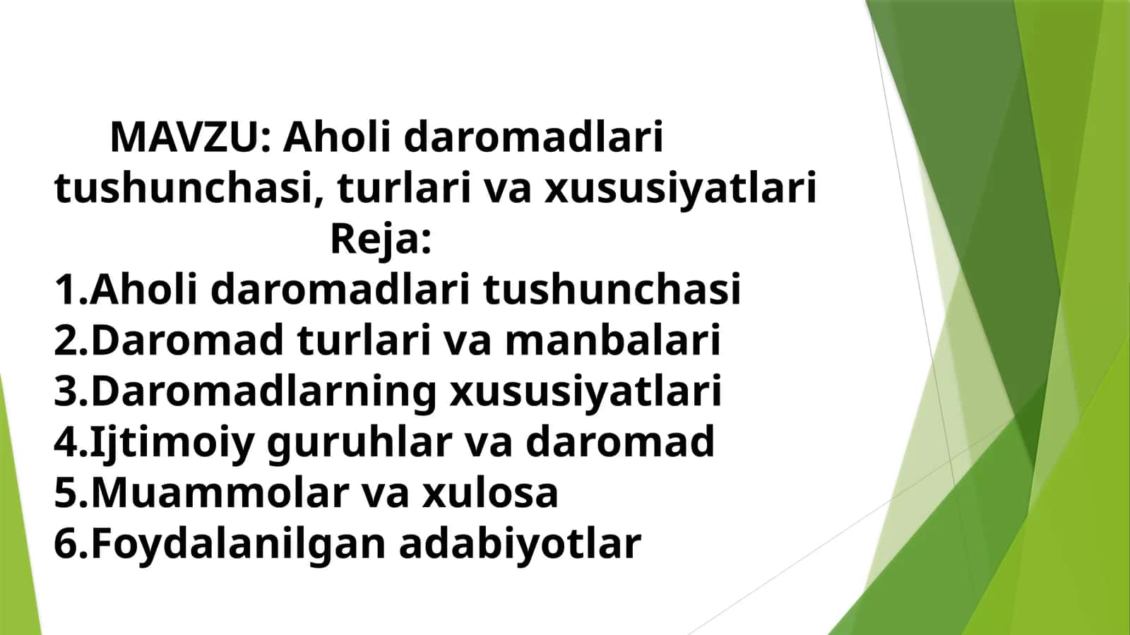Aholi daromadlari tushunchasi, turlari va xususiyatlari 1