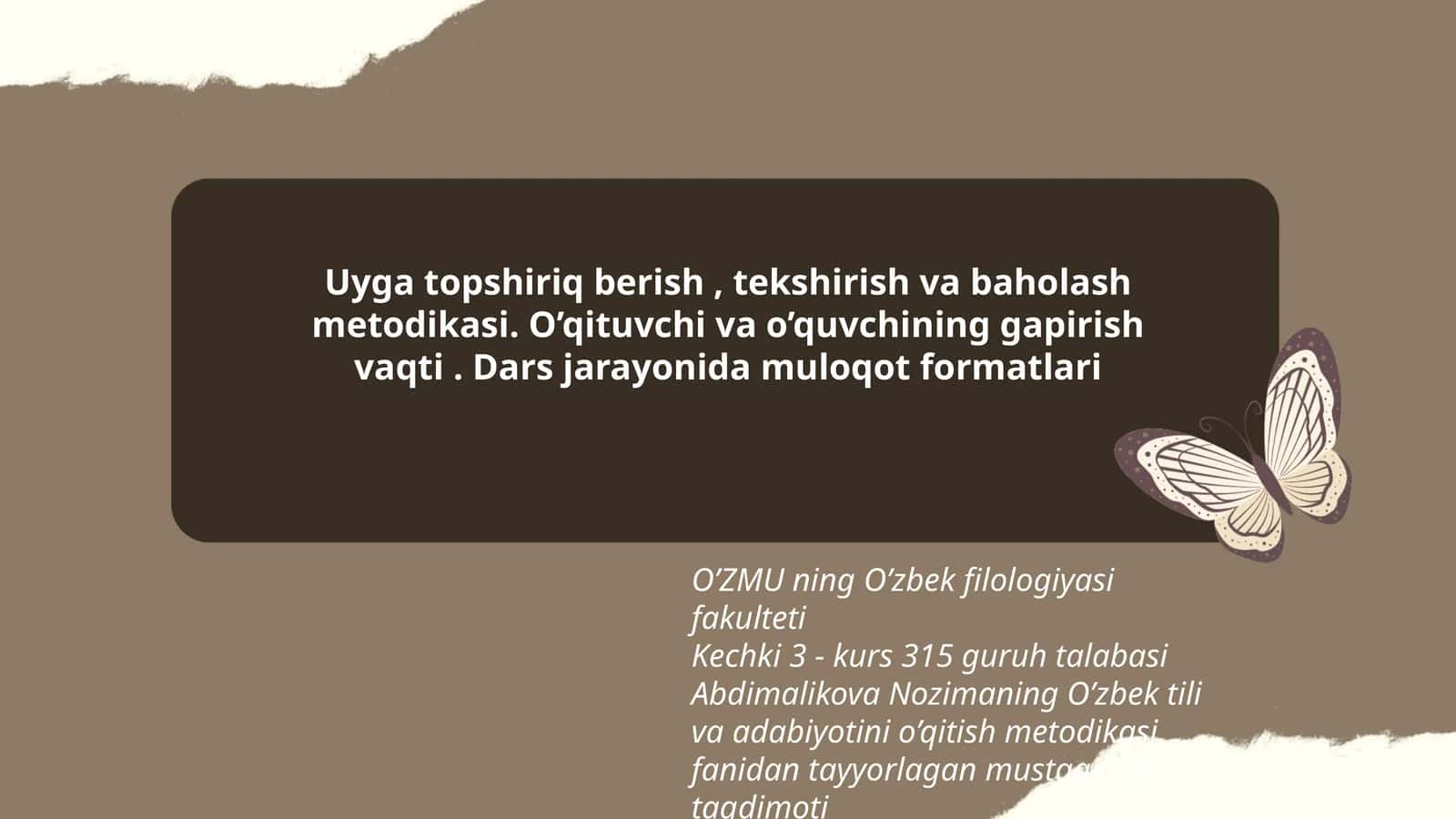 O’zbek tili va adabiyotini o’qitish metodikasi 1