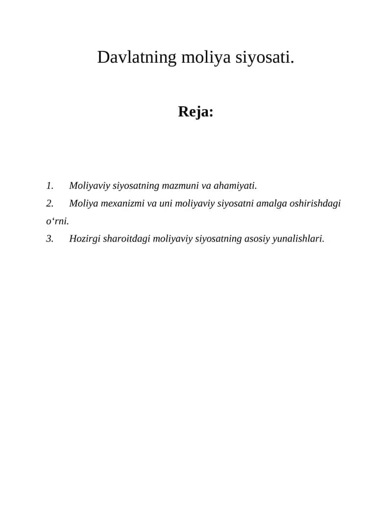 Moliyaviy siyosat 1