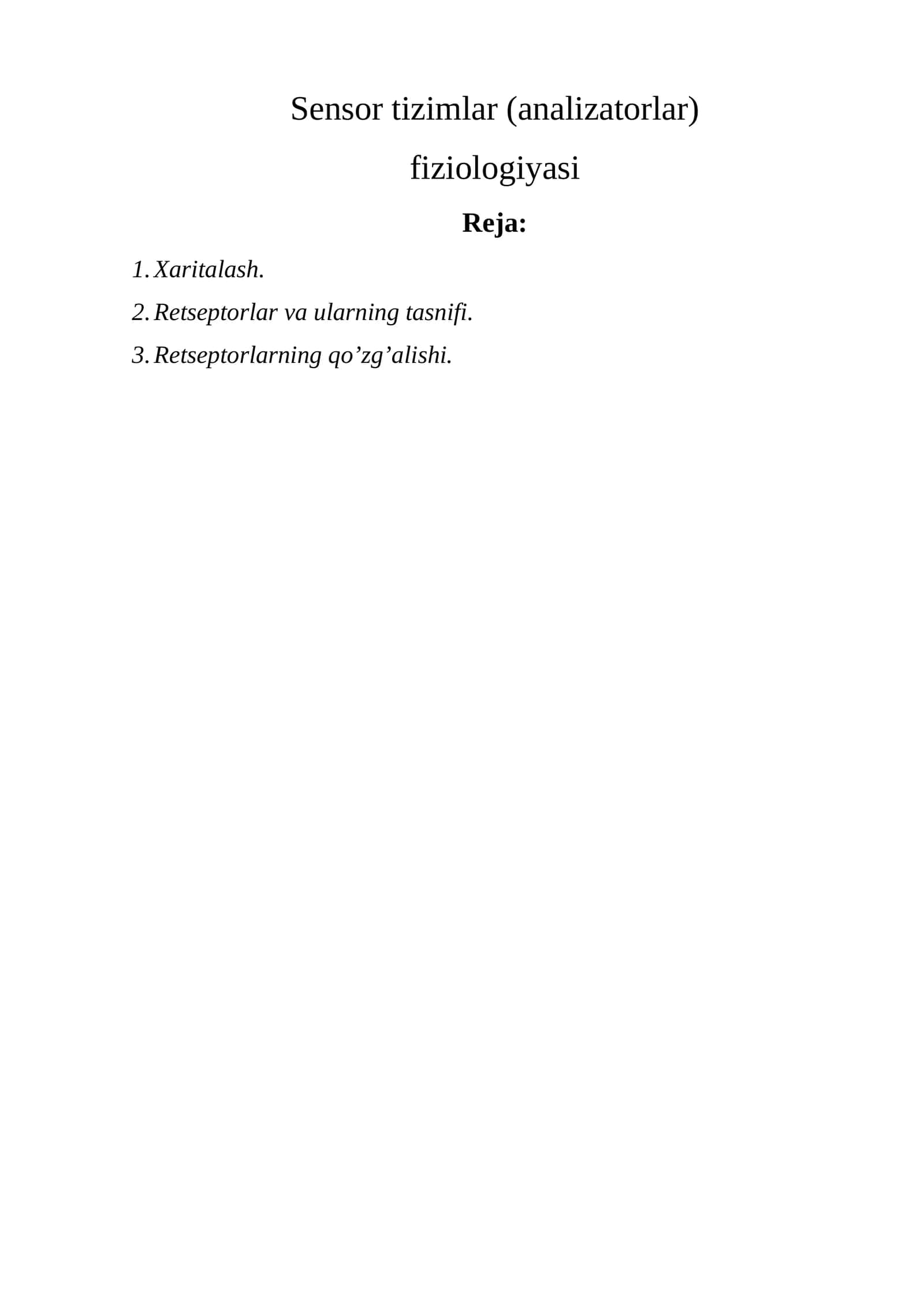 Sensor tizimlar (analizatorlar) 1