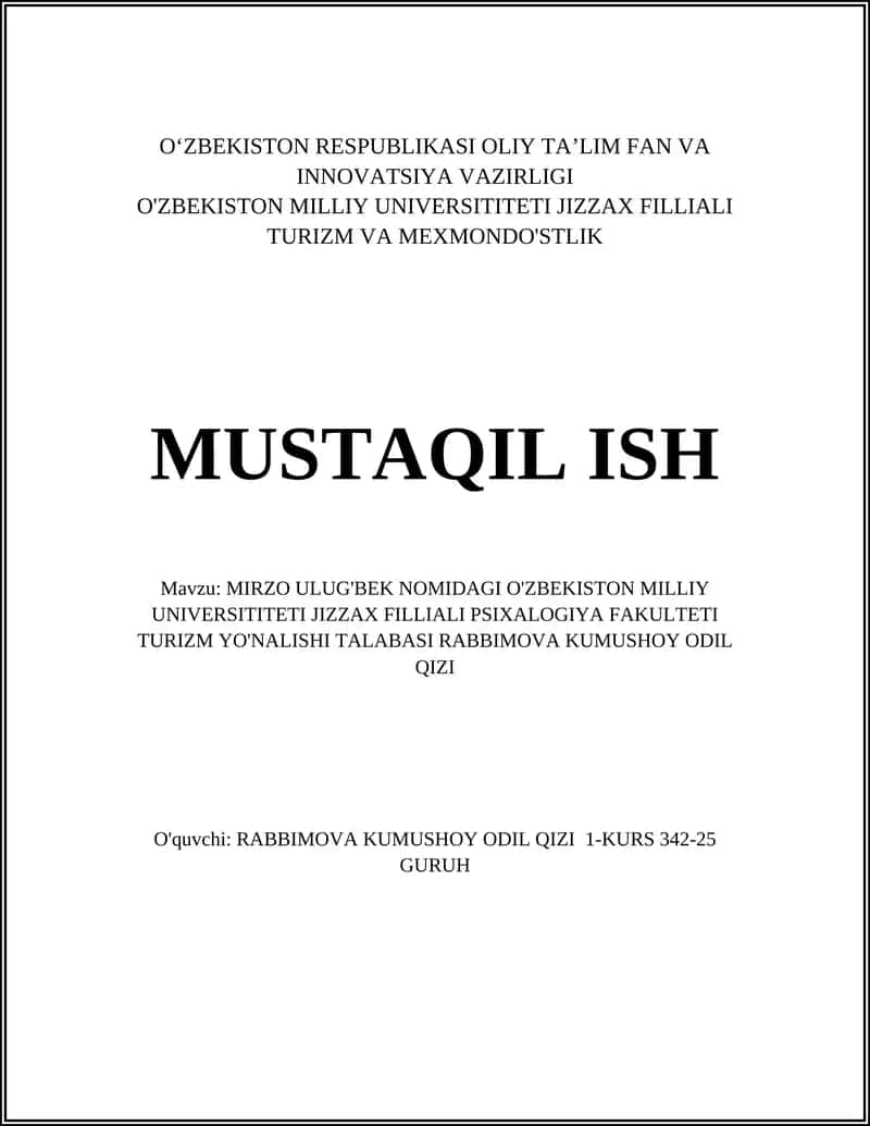 MUSTAQIL ISH 1