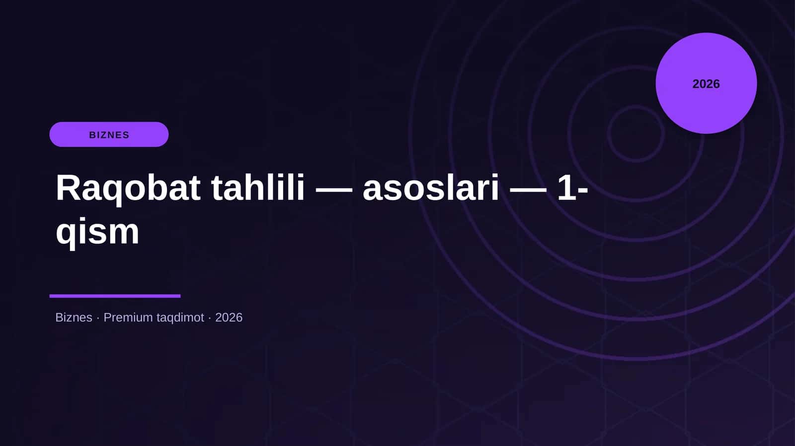 Raqobat tahlili — asoslari — 1-qism 1