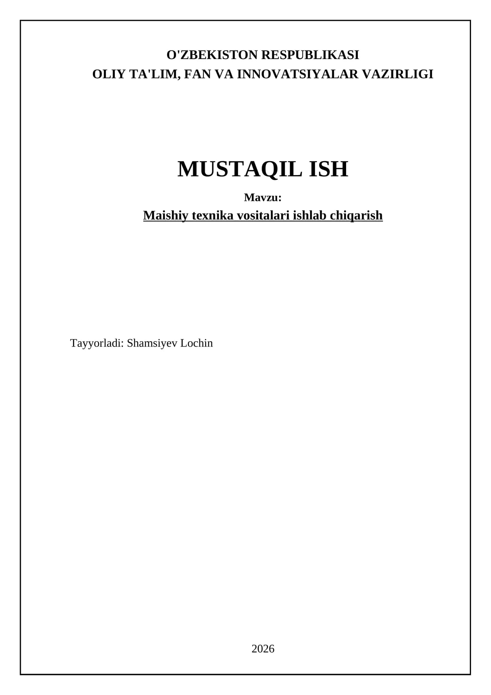 Maishiy texnika vositalari ishlab chiqarish 1