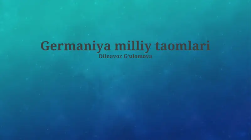 Germaniya milliy taomlari 1