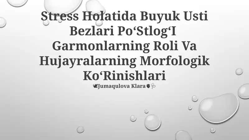 Buyuk Usti Bezlari PoʻStlogʻI Garmonlarning Roli Va Hujayralarning Morfologik KoʻRinishlari 1